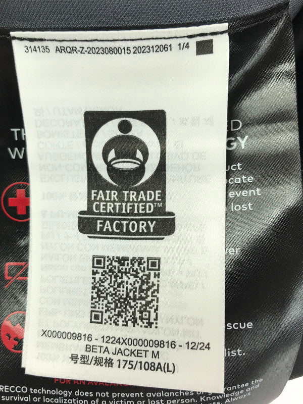 【中古品】【メンズ】 ARC'TERYX アークテリクス BETA JACKET BLACK X000009816 ベータ ジャケット アウター 144-260227-rt-05-tag サイズ：L カラー：ブラック 万代Net店