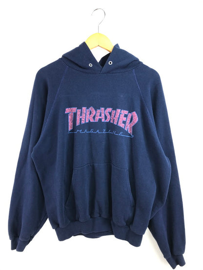 【中古品】【メンズ】 THRASHER スラッシャー 80'S LOGO PULLOVER HOODIE HANES USA製 80年代 ロゴ プルオーバー フーディー パーカー 142-260224-na-17-tag サイズ：XL カラー：ネイビー 万代Net店