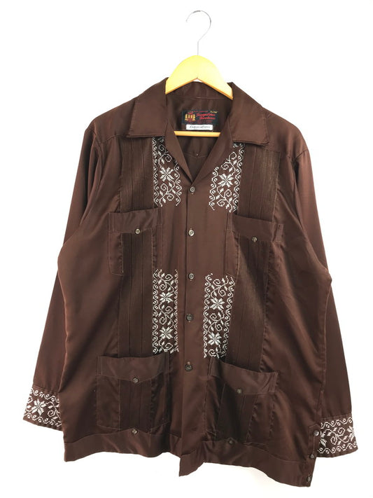 【現状渡し品】【メンズ】 GUAYABERAS YUCATECAS グァジャベーラス ユカテーカス 80'S L/S CUBA SHIRT 80年代 キューバシャツ 長袖シャツ MEXICO製 146-260225-na-02-tag サイズ：XL カラー：ブラウン 万代Net店