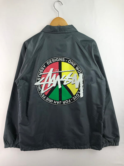 【中古品】【メンズ】 STUSSY ステューシー AUTHENTIC GEAR オーセンティック ギア RASTA PEACE NYLON COACH JACKET ラスタ ピース ナイロン コーチ ジャケット 142-260227-rt-02-tag サイズ：L カラー：グレー系 万代Net店