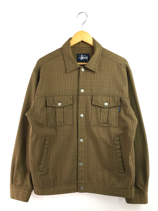 【中古品】【メンズ】 OLD STUSSY オールドステューシー 90'S CHECK TRACKER JACKET 90年代 チェック トラッカージャケット 紺タグ USA製 ライトアウター 142-260224-na-19-tag サイズ：L カラー：ブラウン系 万代Net店