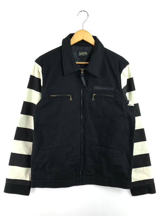 【中古品】【メンズ】 SKULL WORKS スカルワークス × CROWS クローズ CAMPUS JACKET 九能龍信コラボモデル MC キャンバス ジャケット 145-260219-rt-14-tag サイズ：XL カラー：ブラック/ホワイト 万代Net店