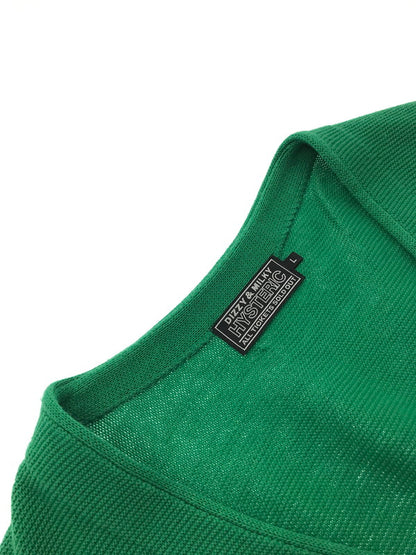 【中古品】【メンズ】 HYSTERIC GLAMOUR ヒステリックグラマー VIXEN GIRL KNIT CARDIGAN 02233ND02 ニット カーディガン 140-260221-na-09-tag サイズ：L カラー：グリーン 万代Net店