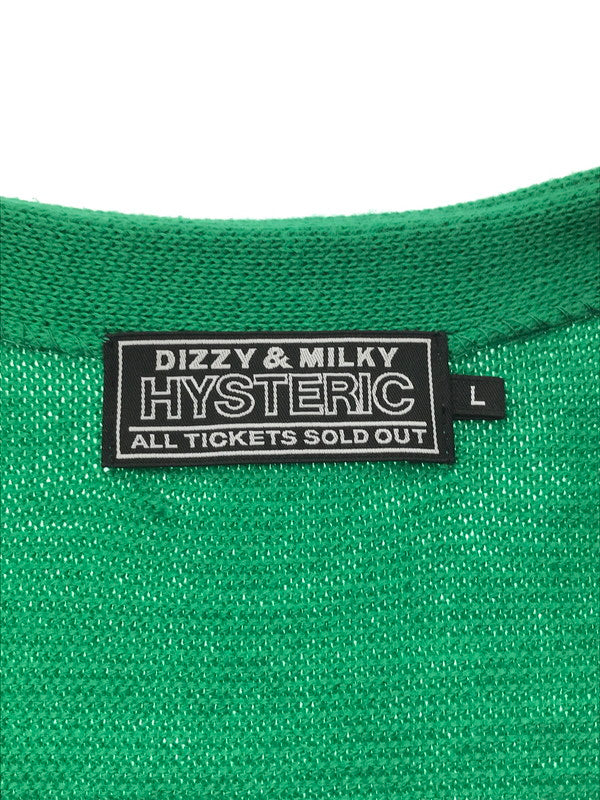 【中古品】【メンズ】 HYSTERIC GLAMOUR ヒステリックグラマー VIXEN GIRL KNIT CARDIGAN 02233ND02 ニット カーディガン 140-260221-na-09-tag サイズ：L カラー：グリーン 万代Net店