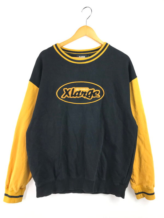 【中古品】【メンズ】 XLARGE エクストララージ RETRO CREW NECK SWEAT 101213012008 レトロ クルーネック スウェット トレーナー 142-260221-na-03-tag サイズ：L カラー：ブラック/イエロー 万代Net店