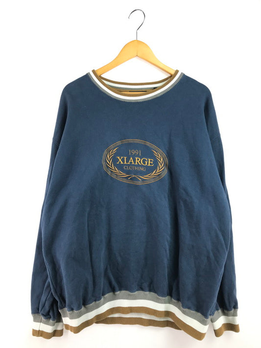 【中古品】【メンズ】 XLARGE エクストララージ 21AW RIB LINE CREWNECK SWEAT 101213012003 リブ ライン クルーネック スウェット トレーナー 142-260221-na-04-tag サイズ：XL カラー：ネイビー 万代Net店