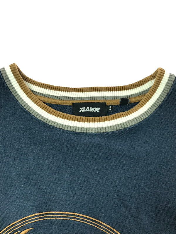 【中古品】【メンズ】 XLARGE エクストララージ 21AW RIB LINE CREWNECK SWEAT 101213012003 リブ ライン クルーネック スウェット トレーナー 142-260221-na-04-tag サイズ：XL カラー：ネイビー 万代Net店