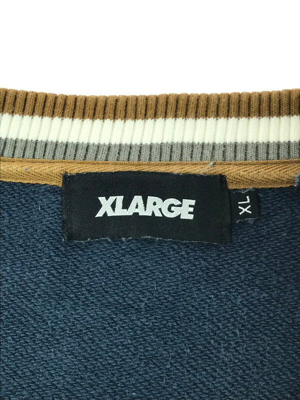 【中古品】【メンズ】 XLARGE エクストララージ 21AW RIB LINE CREWNECK SWEAT 101213012003 リブ ライン クルーネック スウェット トレーナー 142-260221-na-04-tag サイズ：XL カラー：ネイビー 万代Net店