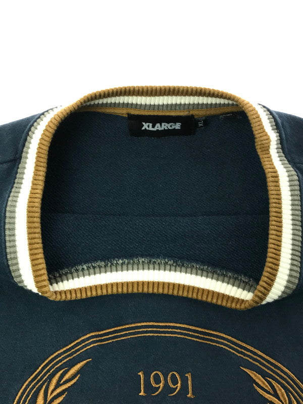 【中古品】【メンズ】 XLARGE エクストララージ 21AW RIB LINE CREWNECK SWEAT 101213012003 リブ ライン クルーネック スウェット トレーナー 142-260221-na-04-tag サイズ：XL カラー：ネイビー 万代Net店