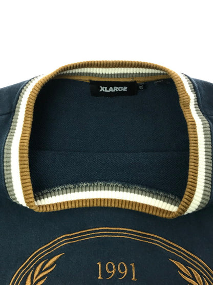 【中古品】【メンズ】 XLARGE エクストララージ 21AW RIB LINE CREWNECK SWEAT 101213012003 リブ ライン クルーネック スウェット トレーナー 142-260221-na-04-tag サイズ：XL カラー：ネイビー 万代Net店