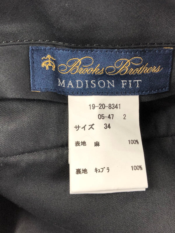 【中古品】【メンズ】 Brooks Brothers ブルックスブラザーズ MADISON FIT LINEN SLACKS PANTS 19-20-8341 マディソン フィット リネン スラックス パンツ 158-260222-rt-09-tag サイズ：34 カラー：ブラック 万代Net店