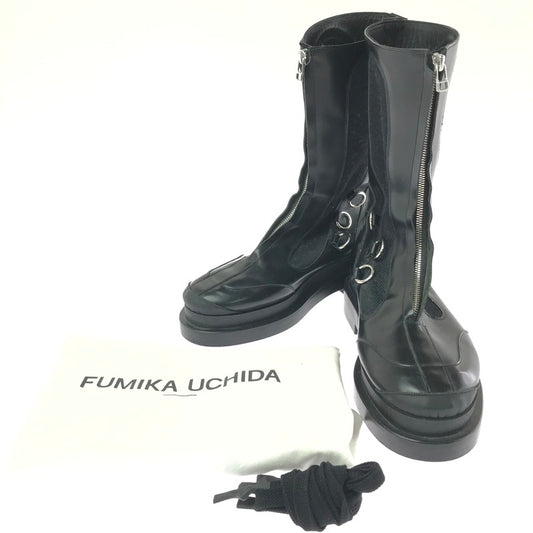 【中古品】【メンズ】 FUMIKA UCHIDA フミカウチダ SEMI-PATENT ZIP-UP BOOTS FU-M-GD001 ジップアップ ブーツ 靴 164-260321-na-09-tag サイズ：38 カラー：ブラック 万代Net店