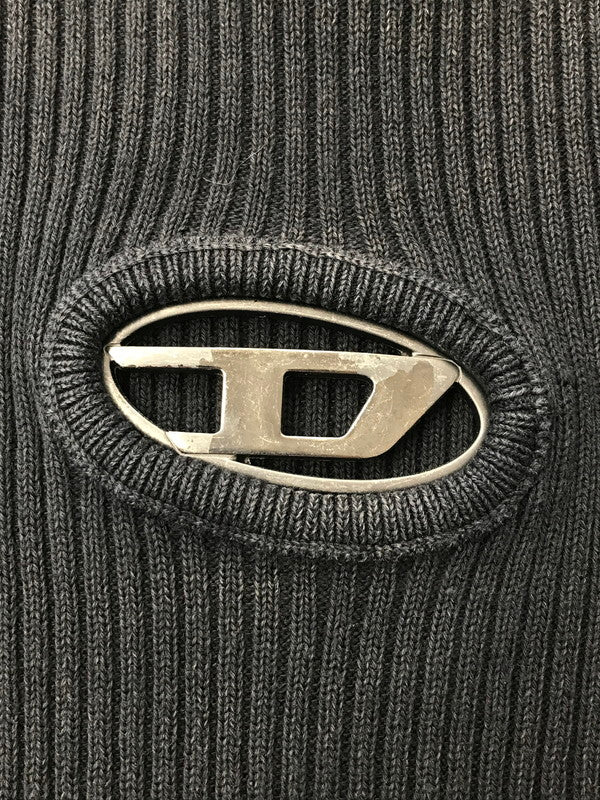 【中古品】【メンズ】 DIESEL ディーゼル PLATE LOGO KNIT K-DARIN-D A17512 0AKBQ Dプレートロゴ ニット 141-260221-rt-13-tag サイズ：XL カラー：ブラック 万代Net店