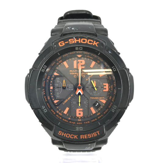 【現状渡し品】【メンズ】 G-SHOCK ジーショック MASTER OF G GRAVITYMASTER SKY COCKPIT GW-3000B-1AJF グラビティマスター スカイコックピット タフソーラー腕時計 196-260415-na-01-tag カラー：ブラック/オレンジ 万代Net店