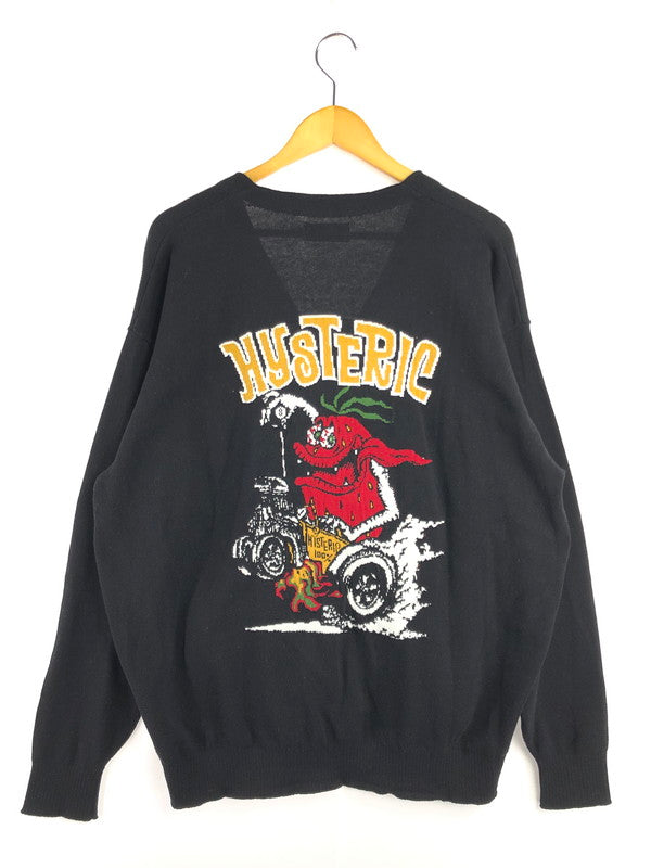 【中古品】【メンズ】 HYSTERIC GLAMOUR ヒステリックグラマー STRAWBERRY MONSTER RACING KNIT CARDIGAN 02243ND05 ストロベリー モンスター レーシング ニット カーディガン 140-260325-rt-02-tag サイズ：L カラー：ブラック 万代Net店