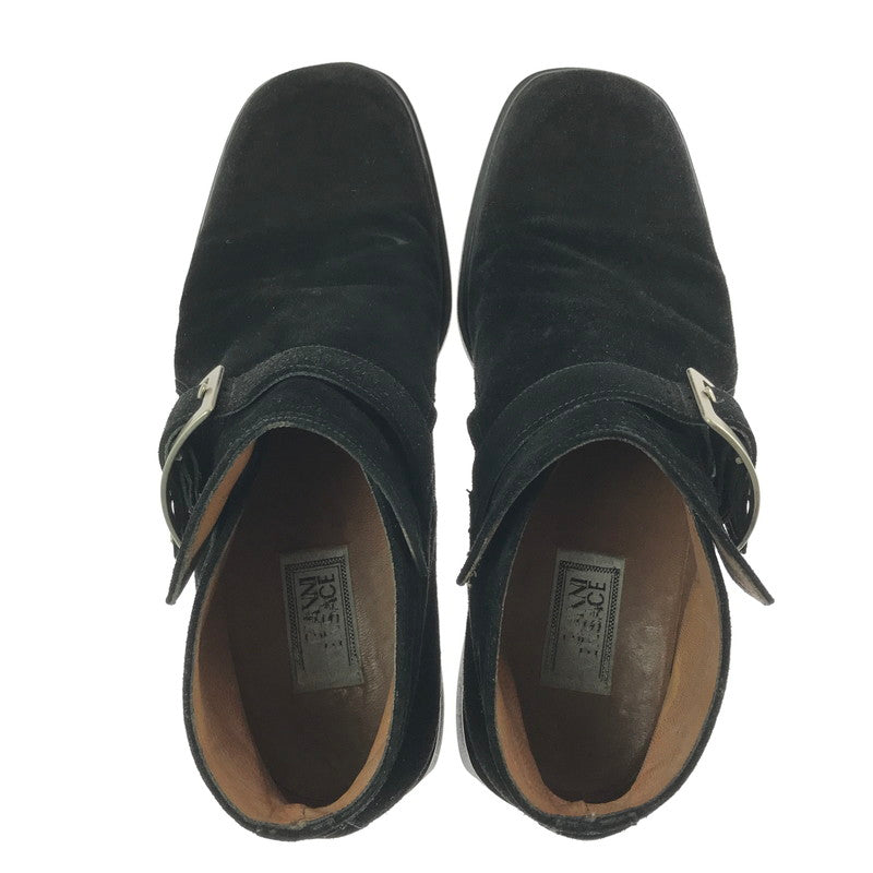 【中古品】【メンズ】 Gianni Versace ジャンニ・ヴェルサーチ SUEDE SHORT BOOTS 1307 スエード ショートブーツ 靴 165-260321-na-05-tag サイズ：6 1/2 カラー：ブラック 万代Net店