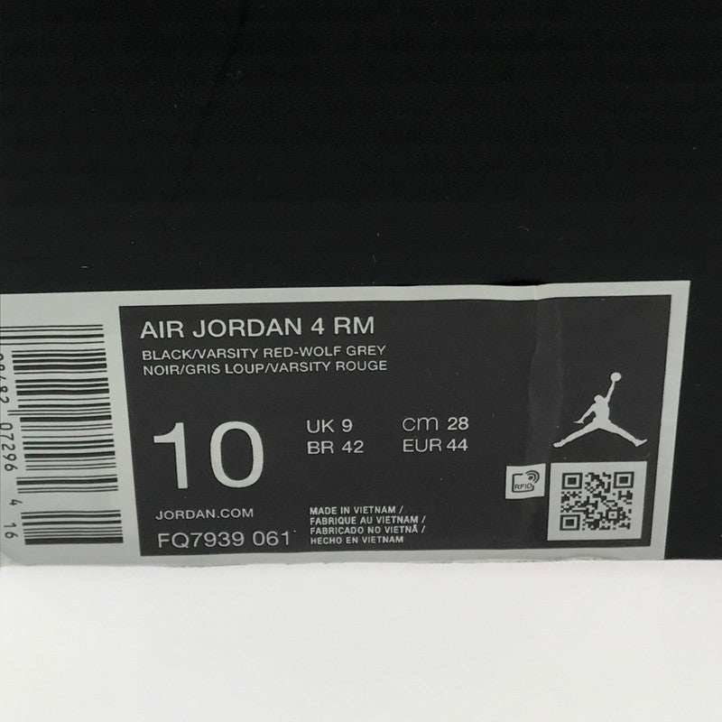 【中古美品】【メンズ】 NIKE ナイキ AIR JORDAN 4 RM FQ7939-061 エアジョーダン 4 スニーカー 靴 160-260321-na-11-tag サイズ：28cm US 10 カラー：BLACK/VARSITY RED/WOLF GREY/WHITE 万代Net店