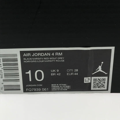 【中古美品】【メンズ】 NIKE ナイキ AIR JORDAN 4 RM FQ7939-061 エアジョーダン 4 スニーカー 靴 160-260321-na-11-tag サイズ：28cm US 10 カラー：BLACK/VARSITY RED/WOLF GREY/WHITE 万代Net店