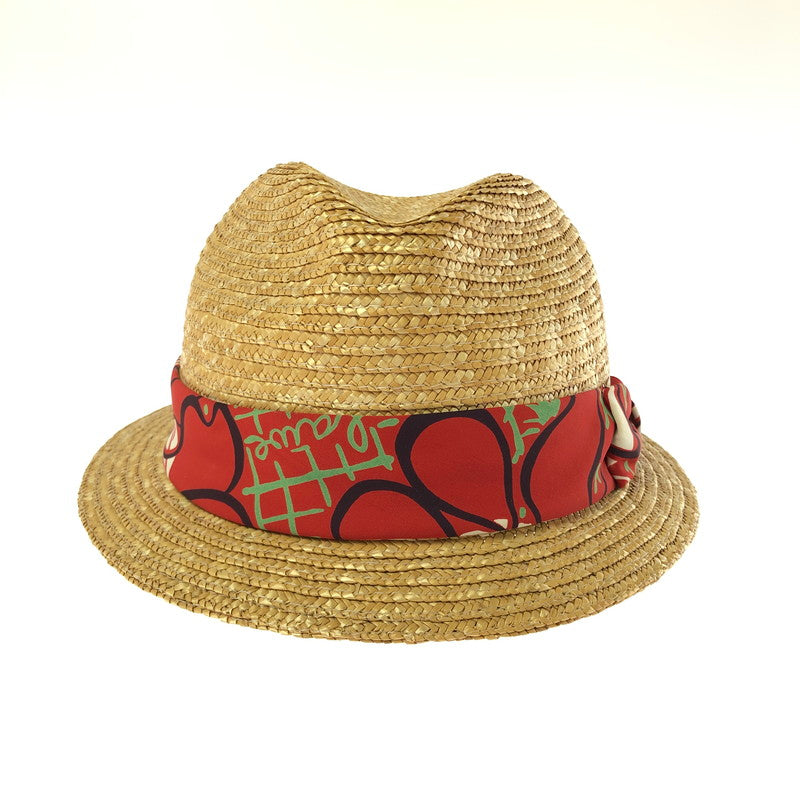 【中古品】【メンズ】 SUN SURF サンサーフ STRAW HAT SS02001 ストローハット 帽子 185-260401-na-16-tag カラー：ベージュ系/レッド 万代Net店