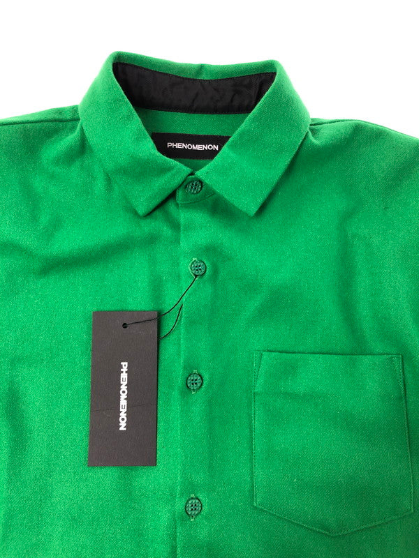 【中古品】【メンズ】 PHENOMENON フェノメノン 12AW WOOL SHIRT GREEN ウール長袖シャツ 2012年秋冬モデル ストリート ラグジュアリー 142-260822-su-09-tagh サイズ：40 カラー：グリーン 万代Net店