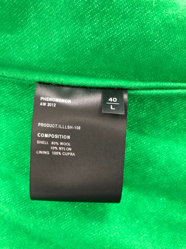 【中古品】【メンズ】 PHENOMENON フェノメノン 12AW WOOL SHIRT GREEN ウール長袖シャツ 2012年秋冬モデル ストリート ラグジュアリー 142-260822-su-09-tagh サイズ：40 カラー：グリーン 万代Net店