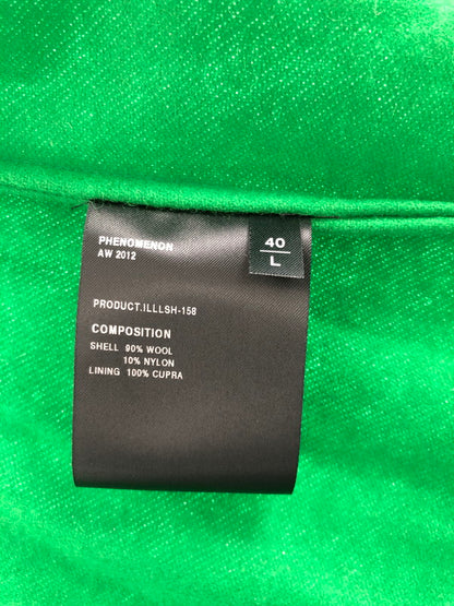 【中古品】【メンズ】 PHENOMENON フェノメノン 12AW WOOL SHIRT GREEN ウール長袖シャツ 2012年秋冬モデル ストリート ラグジュアリー 142-260822-su-09-tagh サイズ：40 カラー：グリーン 万代Net店