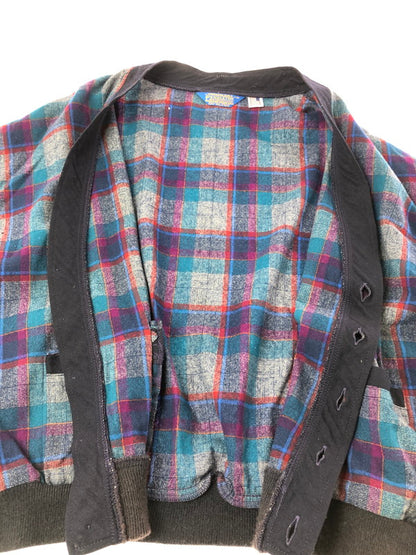 【現状渡し品】【メンズ】 PENDLETON ペンドルトン 80's WOOL KNIT CHECK CARDIGAN 80年代 ウールニット チェック カーディガン ヴィンテージ トップス 146-260913-rt-20-tagh サイズ：XL カラー：ネイビー 万代Net店