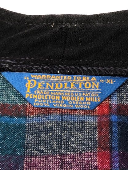 【現状渡し品】【メンズ】 PENDLETON ペンドルトン 80's WOOL KNIT CHECK CARDIGAN 80年代 ウールニット チェック カーディガン ヴィンテージ トップス 146-260913-rt-20-tagh サイズ：XL カラー：ネイビー 万代Net店