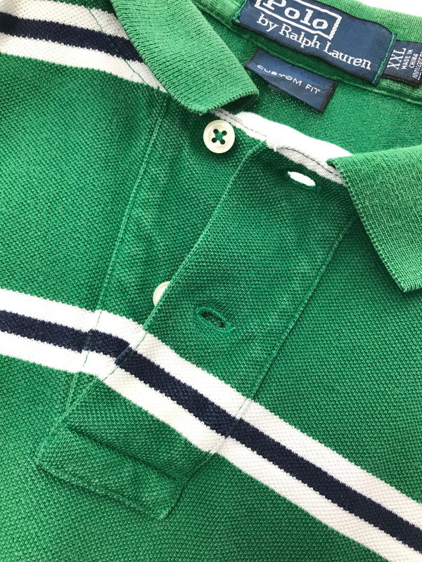【中古品】【メンズ】 POLO BY RALPH LAUREN ポロバイラルフローレン COSTOM FIT L/S POLO SHIRT カスタムフィット 長袖ポロシャツ トップス 146-260508-ty-07-tag サイズ：XXL カラー：グリーン 万代Net店