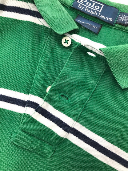 【中古品】【メンズ】 POLO BY RALPH LAUREN ポロバイラルフローレン COSTOM FIT L/S POLO SHIRT カスタムフィット 長袖ポロシャツ トップス 146-260508-ty-07-tag サイズ：XXL カラー：グリーン 万代Net店