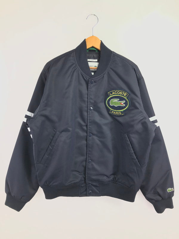 【中古品】【メンズ】 LACOSTE ラコステ DOUBLE STRIPE VARSITY JACKET BH0127 ダブルストライプバーシティジャケット ブルゾン アウター 147-260429-yy-06-tag サイズ：M カラー：ネイビー 万代Net店
