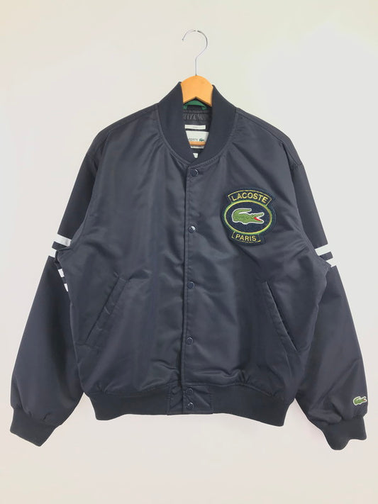 【中古品】【メンズ】 LACOSTE ラコステ DOUBLE STRIPE VARSITY JACKET BH0127 ダブルストライプバーシティジャケット ブルゾン アウター 147-260429-yy-06-tag サイズ：M カラー：ネイビー 万代Net店