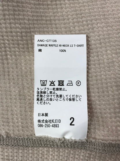 【中古品】【メンズ】 ANCELLM アンセルム DAMAGE WAFFLE HI-NECK LS T-SHIRT ANC-CT135 ダメージ ワッフル ハイネック Tシャツ 140-260309-na-12-tag サイズ：2 カラー：GREIGE 万代Net店