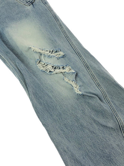 【現状渡し品】【メンズ】 GEN_DAI ゲンダイ DAMAGE DENIM PANTS ダメージ デニムパンツ ジーンズ ボトムス 158-260319-rt-17-tag カラー：ライトインディゴ 万代Net店