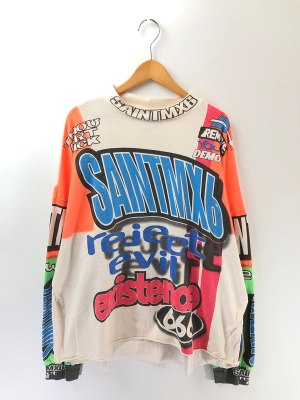 【中古品】【メンズ】 SAINT MICHAEL セントマイケル 23SS L/S TEE MOTOCROSS SM-S23-0000-037 23年春夏 ロングスリーブ Tシャツ 長袖Tシャツ 142-260313-rt-13-tag サイズ：S カラー：ホワイト/マルチカラー 万代Net店