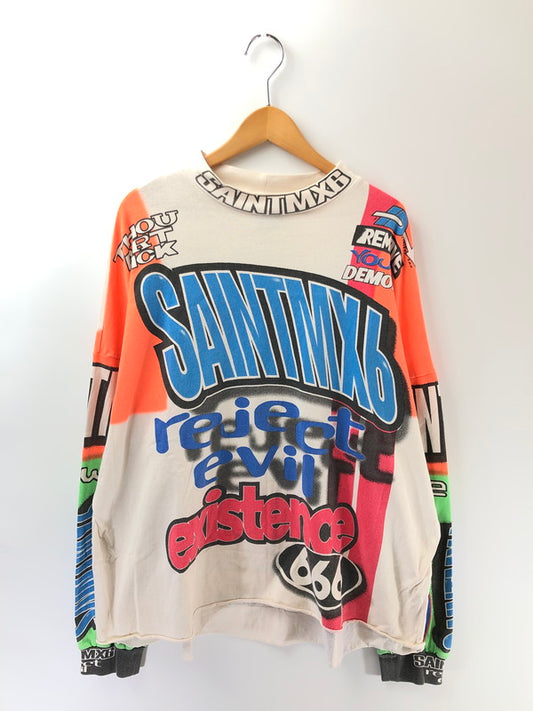 【中古品】【メンズ】 SAINT MICHAEL セントマイケル 23SS L/S TEE MOTOCROSS SM-S23-0000-037 23年春夏 ロングスリーブ Tシャツ 長袖Tシャツ 142-260313-rt-13-tag サイズ：S カラー：ホワイト/マルチカラー 万代Net店