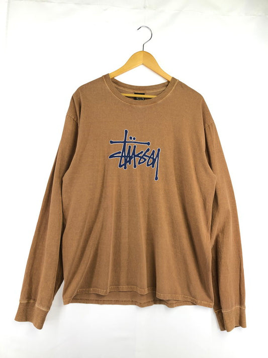 【中古品】【メンズ】 STUSSY ステューシー OUTLINED PIGMENT L/S TEE ピグメント Tシャツ 長袖Tシャツ カットソー 142-260912-na-23-tagh サイズ：L カラー：ブラウン 万代Net店