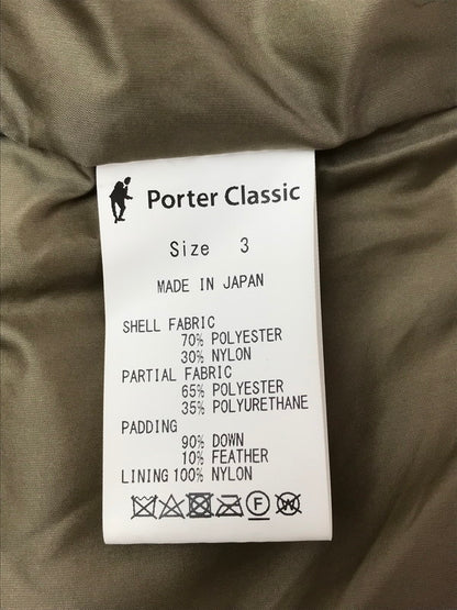 【中古品】【メンズ】 PORTER CLASSIC ポータークラシック WEATHER DOWN MILITARY COAT PC-026-1984 ウェザーダウンミリタリーコート アウター 140-260429-yy-15-tag サイズ：3 カラー：カーキ 万代Net店