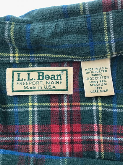 【中古品】【メンズ】 L.L.Bean エルエルビーン 80's CHECK SHIRT 1653 80年代 チェック シャツ USA製 トップス 146-260408-rt-16-tag サイズ：M カラー：グリーン 万代Net店