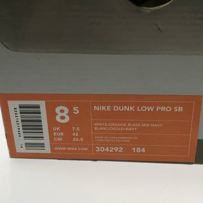【中古品】【メンズ】 NIKE SB ナイキエスビー DUNK LOW PRO SB 304292-184 ダンク ロー スニーカー 靴 160-260308-na-06-tag サイズ：26.5cm US 8.5 カラー："BRONCOS" WHITE/ORANGE BLAZE-MIDNIGHT NAVY 万代Net店
