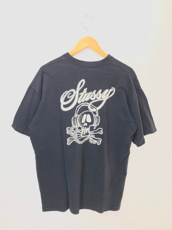 【現状渡し品】【メンズ】 OLD STUSSY オールド ステューシー HEADPHONE SKULL S/S T-SHIRT ヘッドホン スカル Tシャツ 半袖Ｔシャツ 紺タグ 142-260520-na-14-tagh サイズ：XL カラー：ネイビー系(色褪せにより) 万代Net店