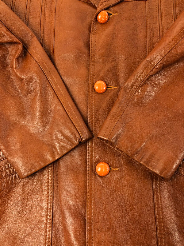 【中古品】【メンズ】 Lewis Leathers ルイスレザー LEATHERS BY JEFFERY レザー バイ ジェフリー 70’s LEATHER COAT 70年代 レザーコート ヴィンテージ アウター 146-260319-rt-03-tag サイズ：40 カラー：ブラウン 万代Net店