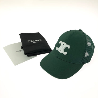 【中古品】【メンズ】 CELINE セリーヌ TRIOMPHE LOGO MESH CAP 2AUN8969P トリオンフロゴ メッシュキャップ 帽子 183-260401-na-14-tag サイズ：S カラー：グリーン 万代Net店