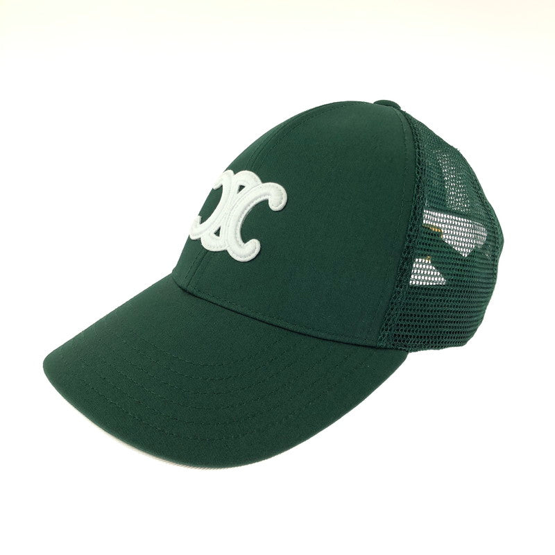 【中古品】【メンズ】 CELINE セリーヌ TRIOMPHE LOGO MESH CAP 2AUN8969P トリオンフロゴ メッシュキャップ 帽子 183-260401-na-14-tag サイズ：S カラー：グリーン 万代Net店