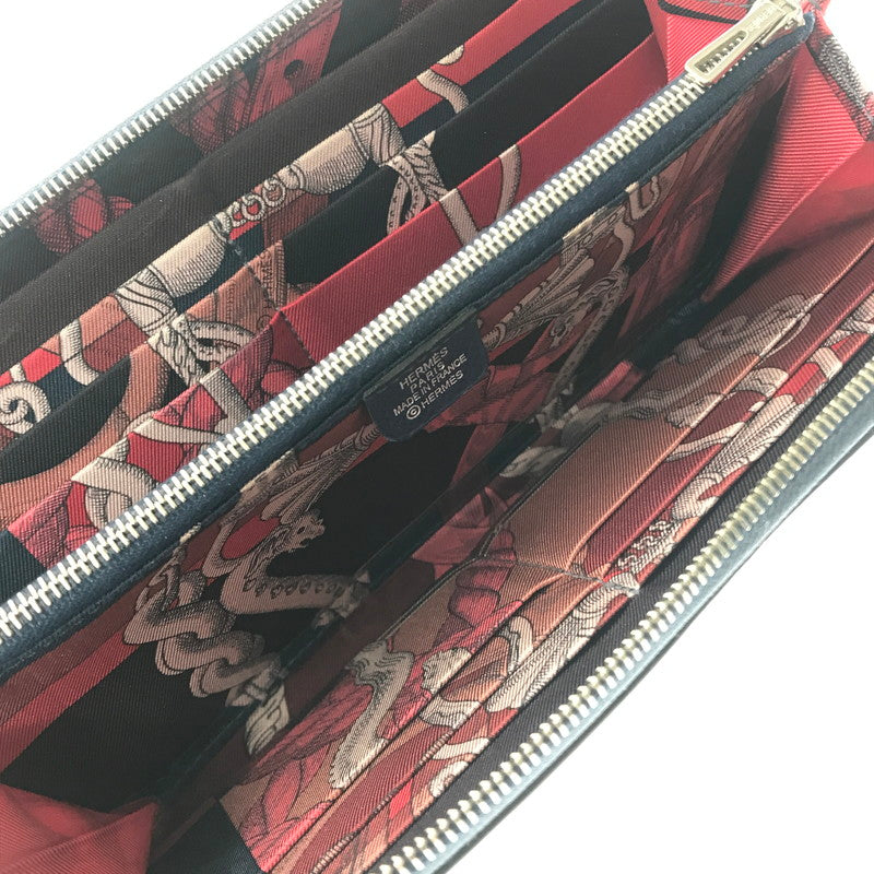 【現状渡し品】【メンズ】 HERMES エルメス AZAP LONG SILK’IN アザップロング シルクイン ラウンドファスナー 財布 181-260430-yy-17-tag カラー：ネイビー 万代Net店