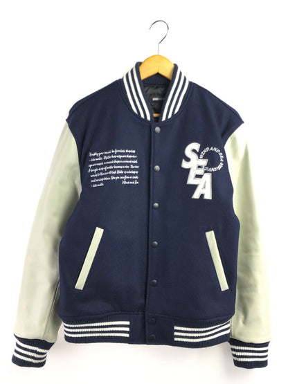 【中古品】【メンズ】 WIND AND SEA ウィン ダンシー VARSITY JACKET WDS-13TH-08 バーシティー ジャケット アウター 142-260319-rt-06-tag サイズ：M カラー：ネイビー 万代Net店