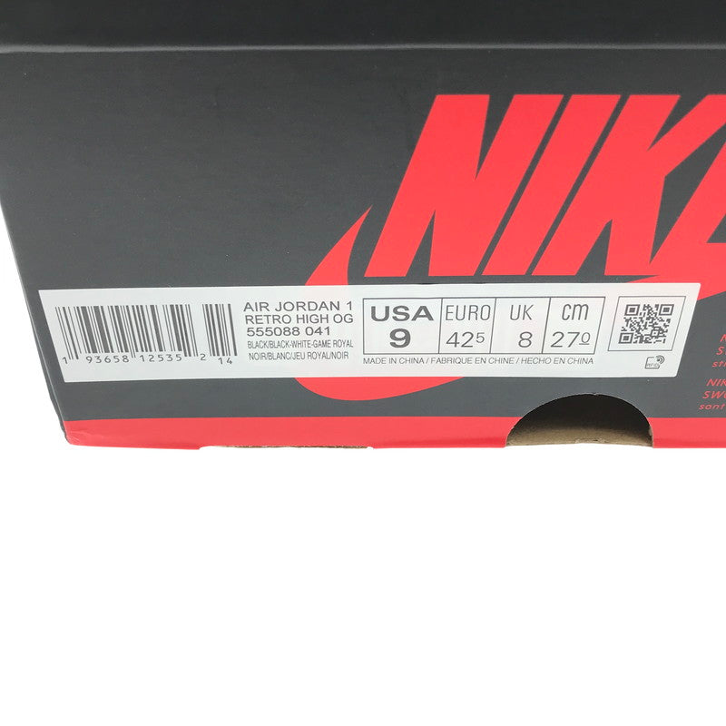 【中古品】【メンズ】 NIKE ナイキ AIR JORDAN 1 RETRO HIGH OG 555088-041 エア ジョーダン 1 レトロ ハイ オリジナル スニーカー 靴 160-260323-yy-04-tag サイズ：27cm/US9 カラー："ROYAL TOE"BLACK/BLACK-WHITE-GAME ROYAL 万代Net店