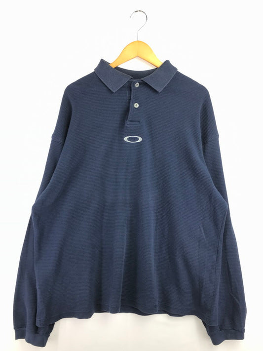 【現状渡し品】【メンズ】 OAKLEY オークリー 00's THERMAL LONG－SLEEVED POLO SHIRT 2000年代 サーマル 長袖 ポロシャツ 146-260408-rt-10-tag サイズ：XL カラー：ネイビー 万代Net店