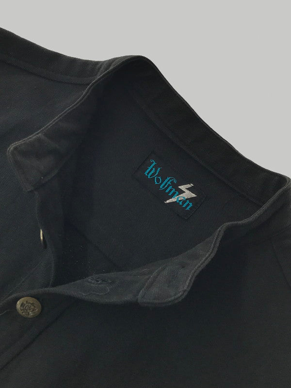 【中古品】 WOLFMAN ウルフマン 80～90’s HALF BUTTON FRINGE SHIRT GM251-50005B ハーフボタン フリンジ シャツ トップス 145-260402-rt-02-tag サイズ：表記なし 下記参照 カラー：ブラック 万代Net店
