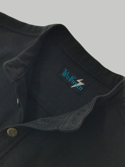 【中古品】 WOLFMAN ウルフマン 80～90’s HALF BUTTON FRINGE SHIRT GM251-50005B ハーフボタン フリンジ シャツ トップス 145-260402-rt-02-tag サイズ：表記なし 下記参照 カラー：ブラック 万代Net店
